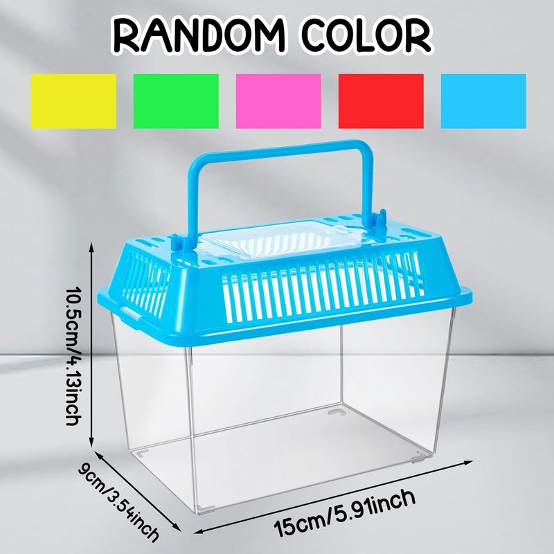 ONLYFU 12Pcs Plastic Reptile Terrariums Carrier Cage, Tarantula Enclosure Snake Breeding Box Hatching Container Transparent Fish Tank Turtle Aquarium with Random Color Lid for Shrimp, S(5.9" x 3.5" x 4.3") - Image 2